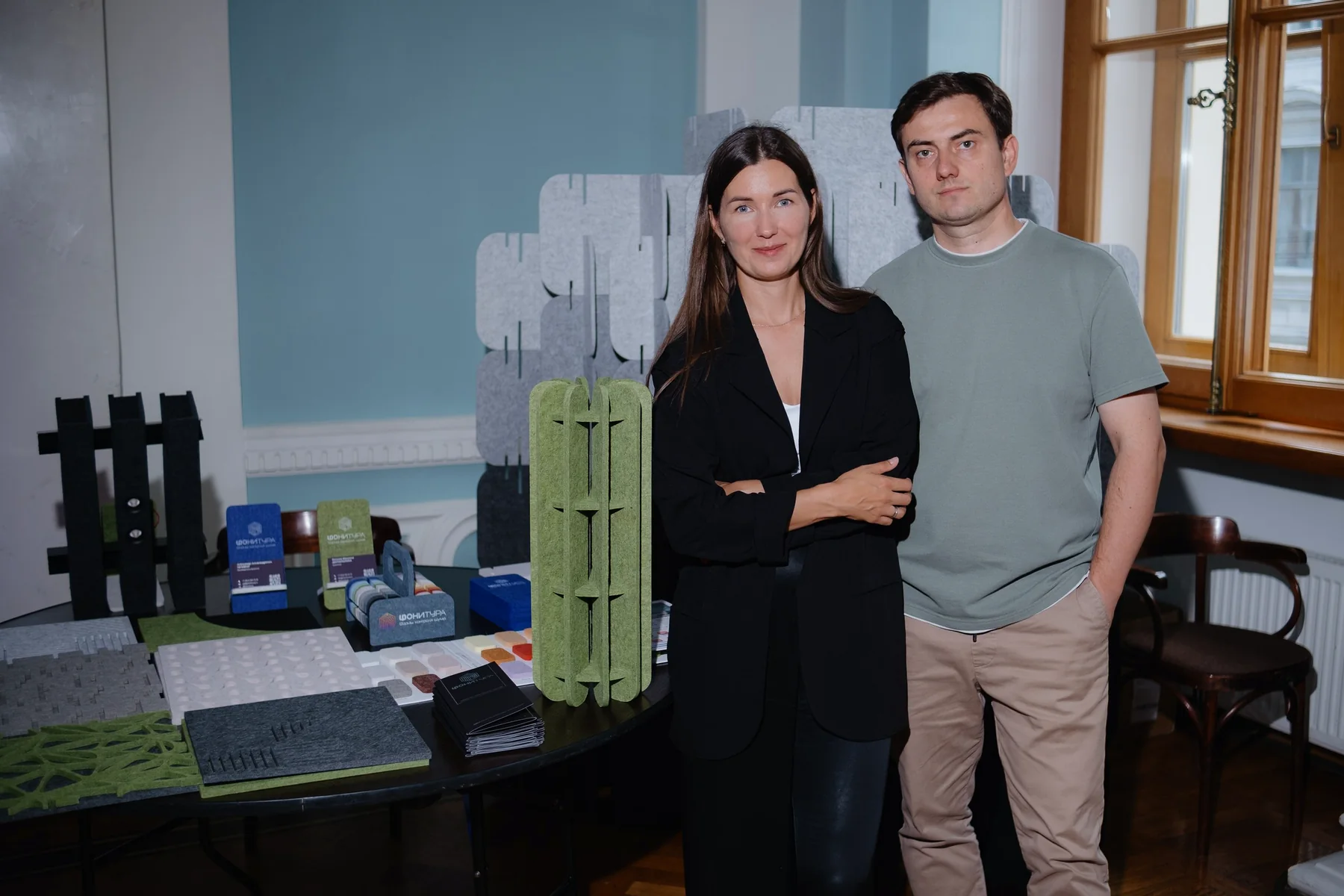 PHONITURA team presenting acoustic samples and product forms
