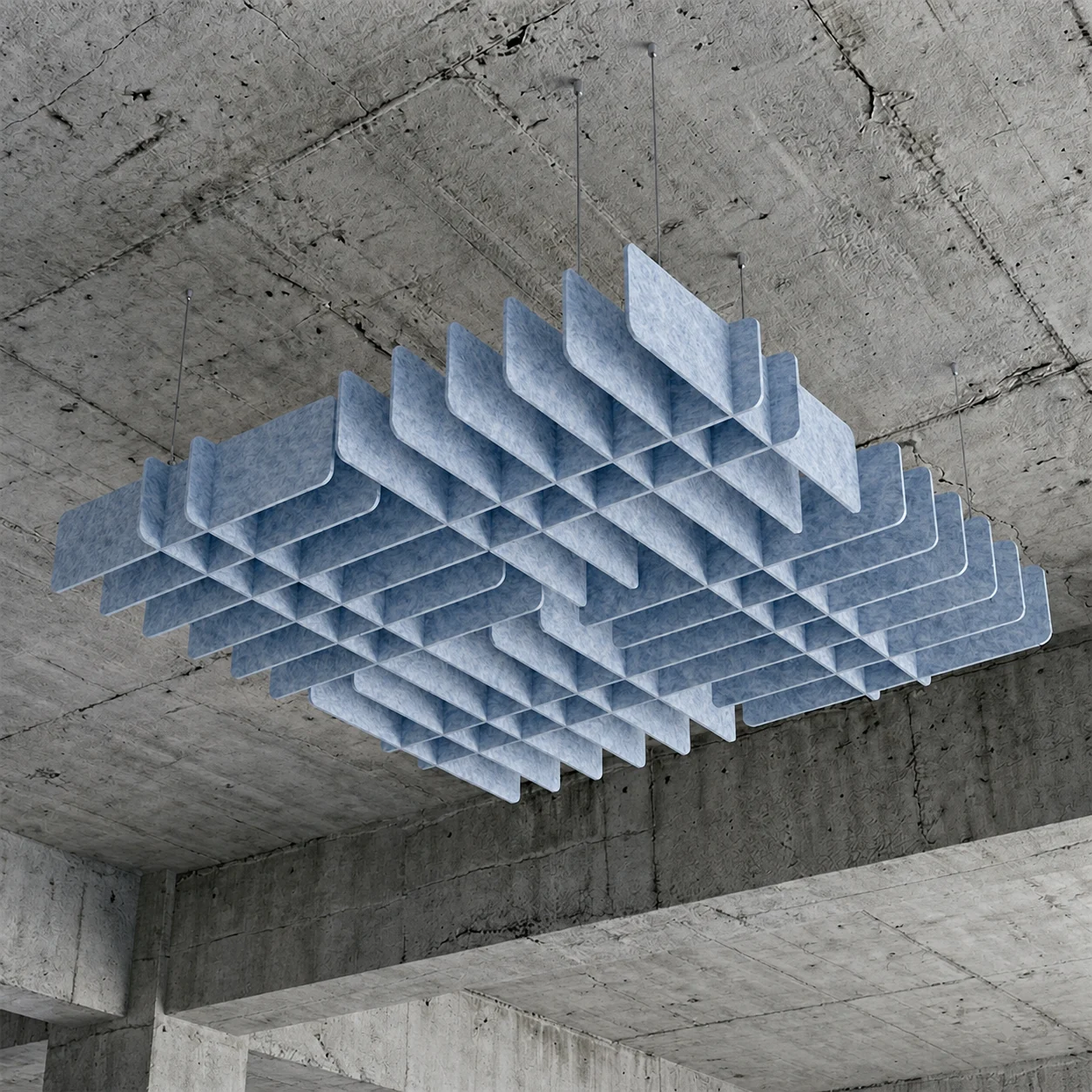 Suspended acoustic forms in an interior