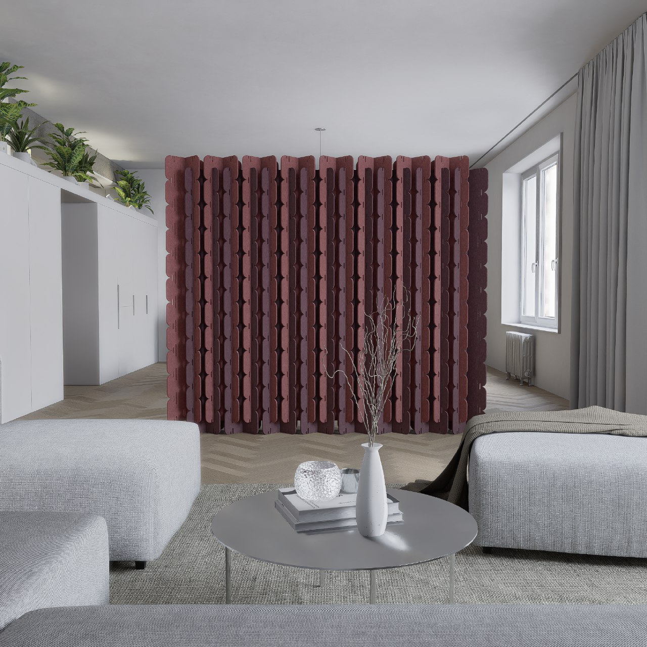 Acoustic partitions in an interior